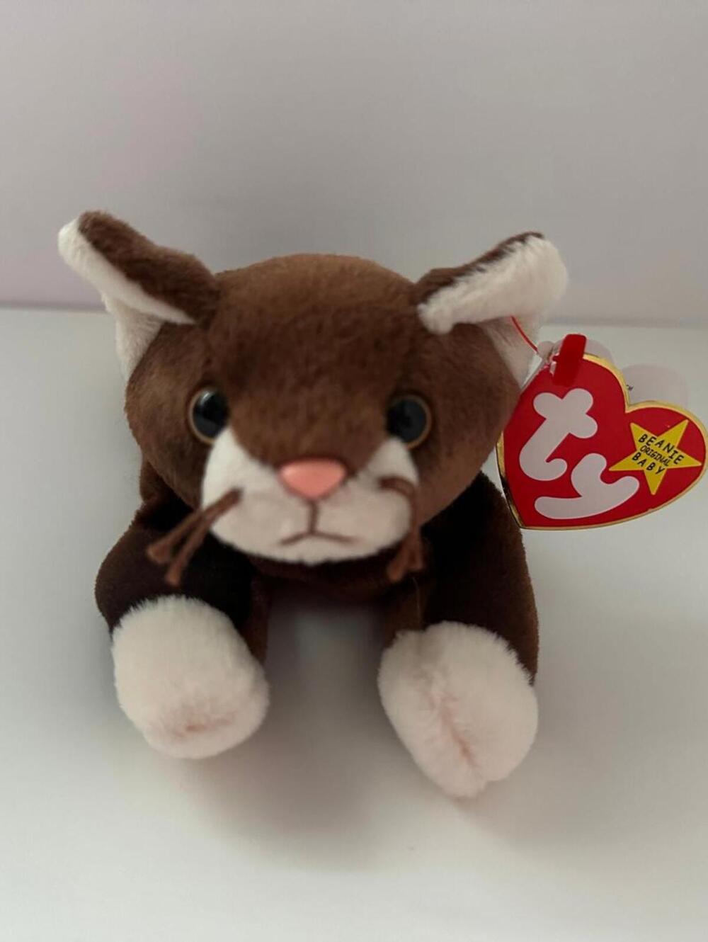 Ty Beanie Baby “Pounce” the Cat - Handmade in Indonesia (8 inch)